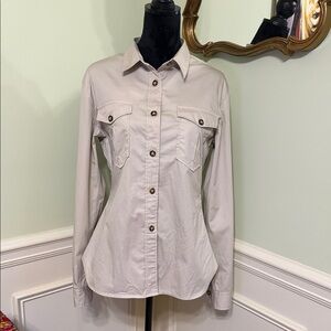 Claridge + King Creamy Beige Long Sleeve Button Down Shirt Large